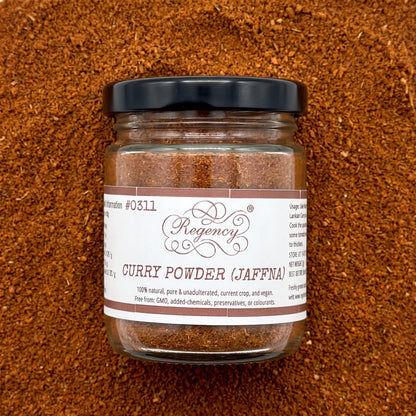 Curry Powder (Jaffna) Regency packaging on bed of curry powder