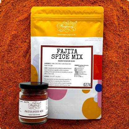 Fajita Spice Mix Regency packaging on bed of fajita spice mix