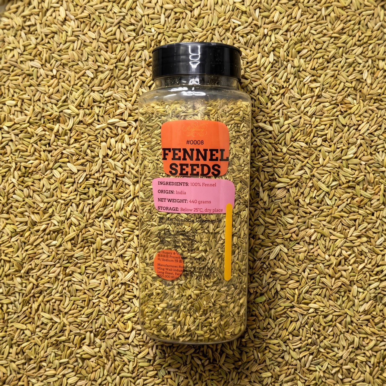 Fennel Seeds Regency packaging on bed of fennel seeds