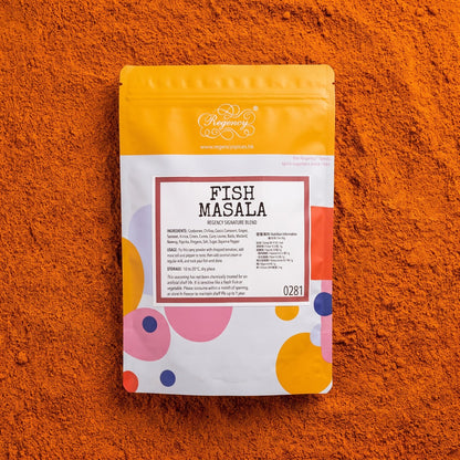 Fish Masala Regency packaging on bed of fish masala