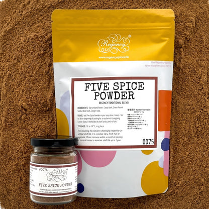 Five Spice Powder Regency packaging on bed of five spice powder