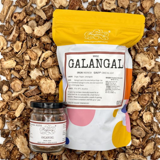 Galangal Regency packaging on bed of galangal