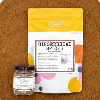 Gingerbread Spices Regency packaging on bed of gingerbread spices