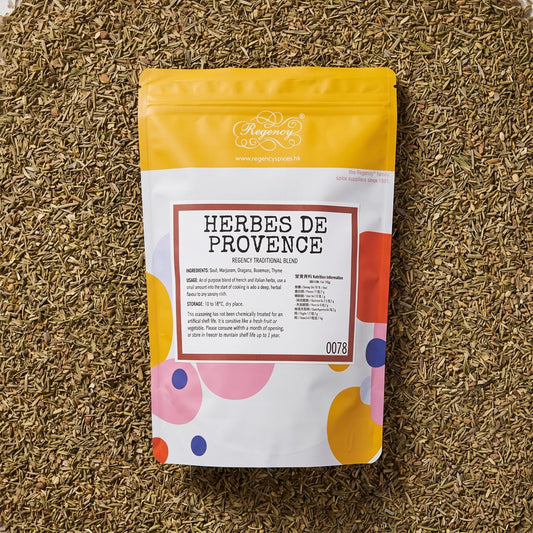 Herbes de Provence Regency packaging on bed of herbes de provence