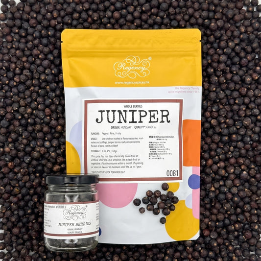 Juniper Berries Regency packaging on bed of juniper berries