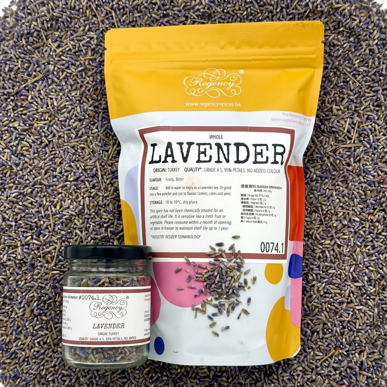 Lavender Regency packaging on bed of lavender