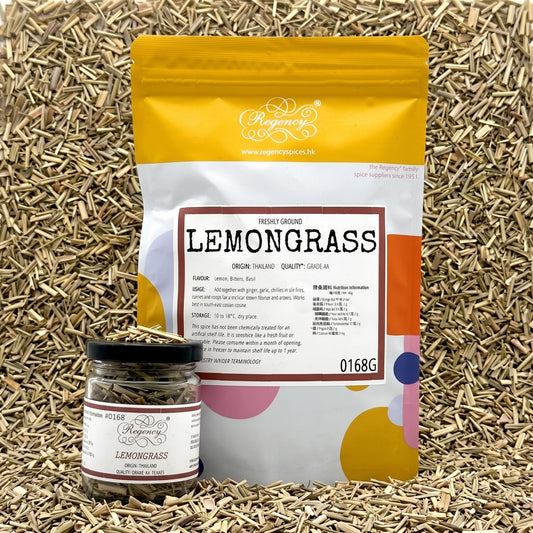 Lemongrass Regency packaging on bed of lemongrass