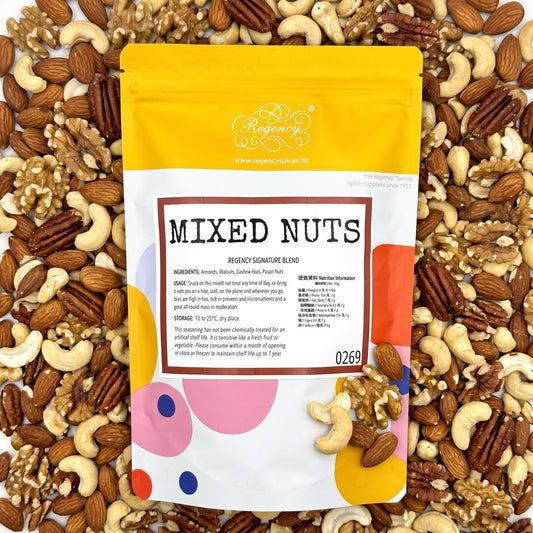 Mixed Nuts Regency packaging on bed of mixed nuts