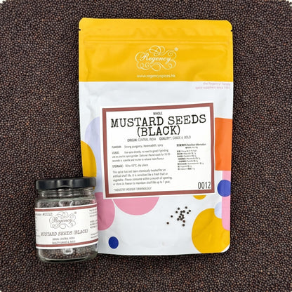 Mustard Seeds (Black) Regency packaging on bed of mustard seeds