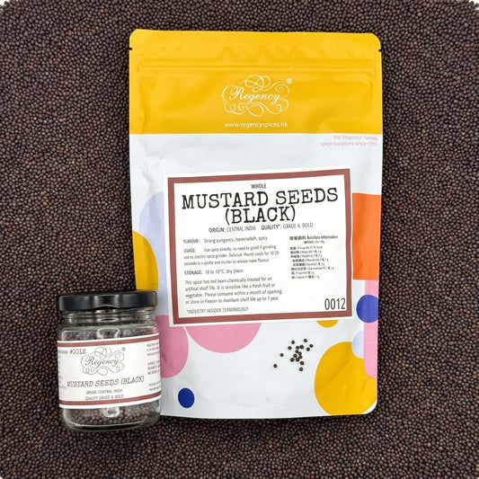 Mustard Seeds (Black) Regency packaging on bed of mustard seeds