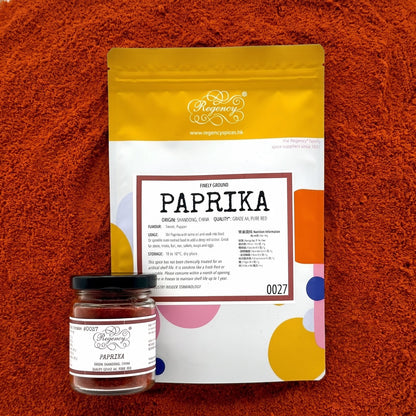 Paprika Regency packaging on bed of paprika