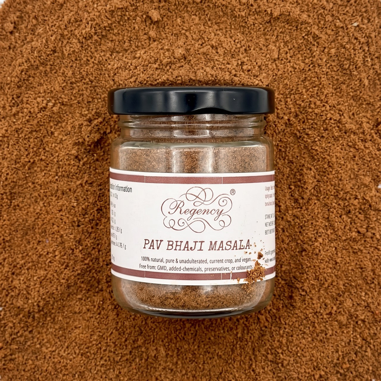 Pav Bhaji Masala Regency packaging on bed of pav bhaji masala