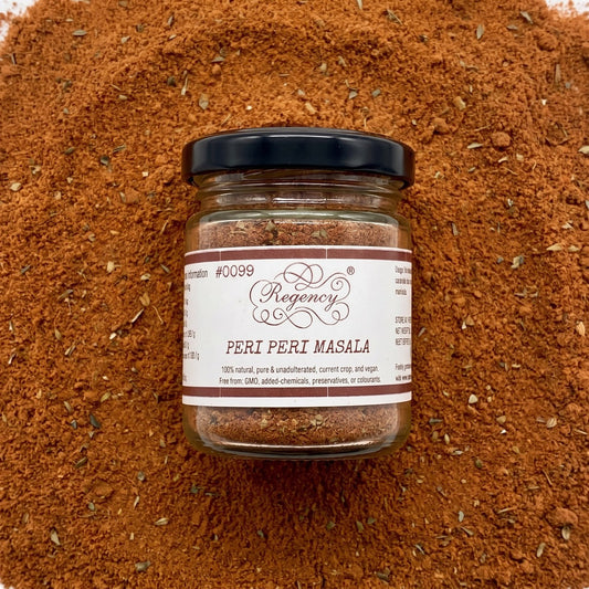 Peri Peri Masala Regency packaging on bed of peri peri masala