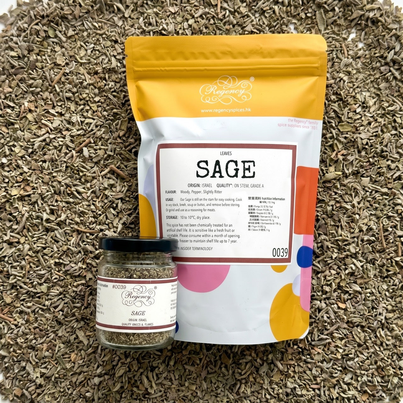Sage Regency packaging on bed of sage
