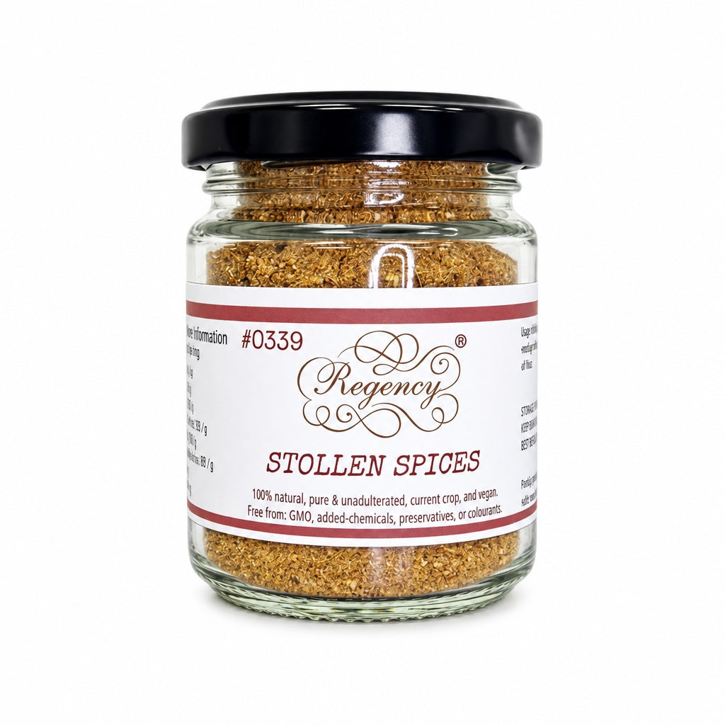 Stollen Spices in a Regency Spices glass jar
