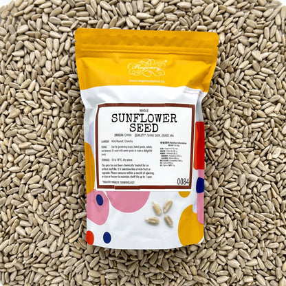 Sunflower Seed Kernels Regency packaging on bed of sunflower seed kernels